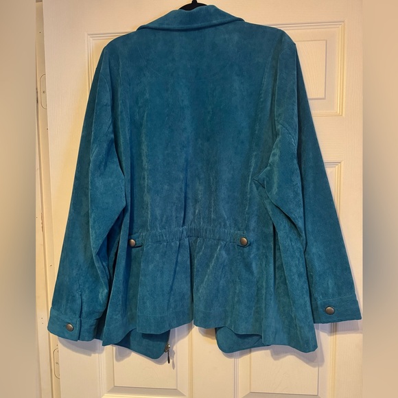 CJ Banks Sz 3X Deep Teal Blue Corduroy Feel Zipper Jacket w/ pockets - Picture 8 of 8